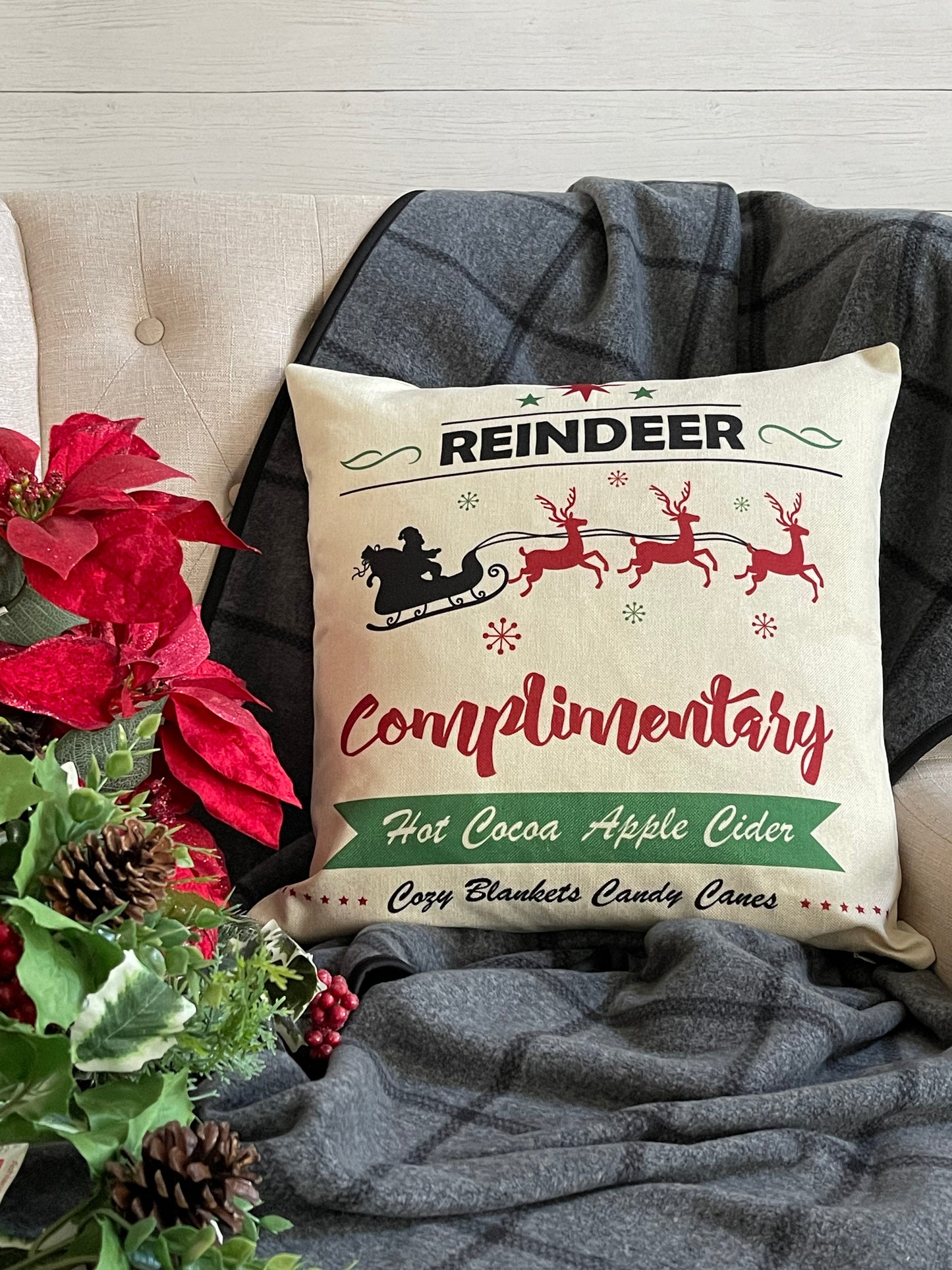 Linen Christmas Pillows- Set of 4